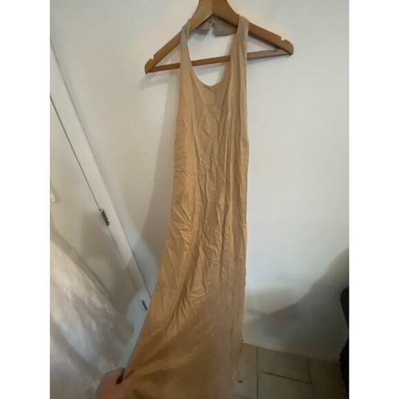Lulus Dress Women Large Summer Type of Way Tan Halter Maxi Lined Linen Rayon - Picture 6 of 6